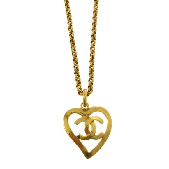 Chanel Heart Gold Chain Pendant Necklace 95P 130755 - Picture 1 of 8